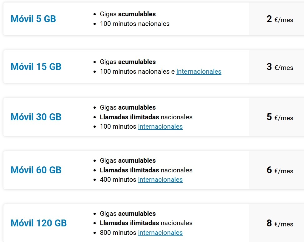 Tarifas de telefonía móvil combinada con fibra DIGI